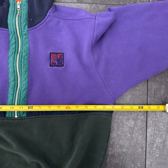 Vintage Giordano Gear Colorblock Hoodie Mens M Purple Green 1/4 Zip Pullover - Picture 7 of 7
